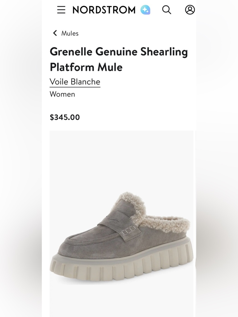 NWT VOILE BLANCHE GRENELLE Genuine Shearling Platform Mule - Picture 2 of 16